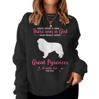Girl Loves Great Pyrenees Dog Gift For Men Women Mom Dad Him Women Crewneck Graphic Sweatshirt - Seseable