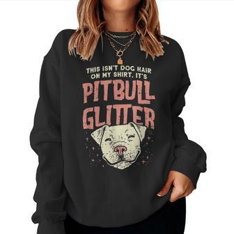 Girls Pitbull Glitter Hair Dog Lover Mothers Day Gift Mom V2 Women Crewneck Graphic Sweatshirt - Seseable