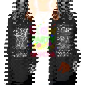 Glow Party Squad Grandma Paint Splatter Glow Party Matching Women Sweatshirt | Mazezy