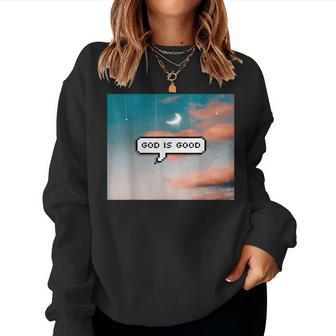God Is Good With Clothing With Background Women Crewneck Graphic Sweatshirt - Thegiftio UK