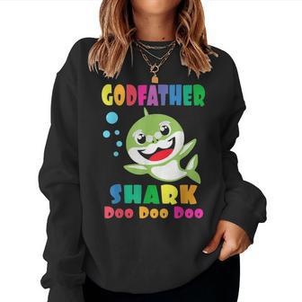 Godfather Shark Funny Fathers Day Gift For Mens Dad Women Crewneck Graphic Sweatshirt - Seseable