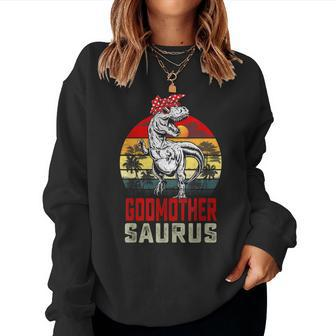 Godmothersaurus T Rex Dinosaur Godmother Saurus Mothers Day Women Crewneck Graphic Sweatshirt - Thegiftio
