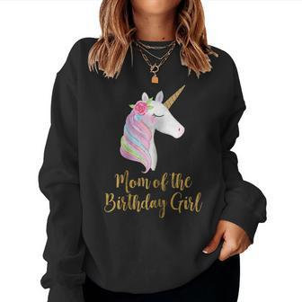 Gold Unicorn Mom Shirt Mom Of The Birthday Girl Women Sweatshirt | Mazezy