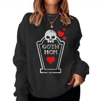 Goth Mom Gothic Mothers Day Skull Grave Stone Hearts Women Crewneck Graphic Sweatshirt - Seseable