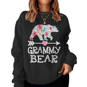 Grammy Bear Floral Family Mothers Day Gifts For Mom Women Crewneck Graphic Sweatshirt - Seseable