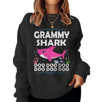 Grammy Shark Doo Doo Funny Gift Idea For Mother & Wife Women Crewneck Graphic Sweatshirt - Seseable