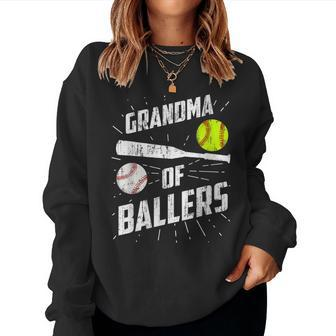 Womens Grandma Of Ballers Baseball Softball Women Sweatshirt | Mazezy