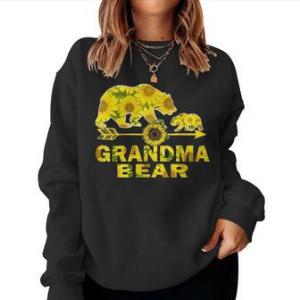 Grandma Bear Sunflower Funny Mother Father Gift Women Crewneck Graphic Sweatshirt - Seseable