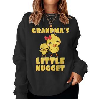 Grandmas Little Nugget Chicken Lover Grandma Mothers Day Women Crewneck Graphic Sweatshirt - Thegiftio UK