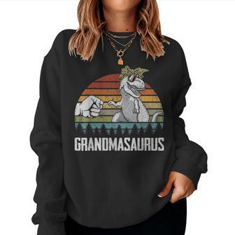 Grandmasaurus Grandma Dinosaurs Dad & Baby Fathers Day Gift Women Crewneck Graphic Sweatshirt - Seseable