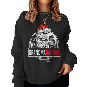 Grandmasaurus T Rex Dinosaur Grandma Saurus Family Matching Women Sweatshirt | Mazezy