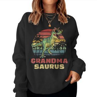 Grandmasaurus T Rex Dinosaur Grandma Saurus Family Matching Women Crewneck Graphic Sweatshirt - Seseable