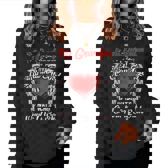 My Grandpa Is Guardian Angel He Watches Over Back Christmas Women Sweatshirt | Mazezy