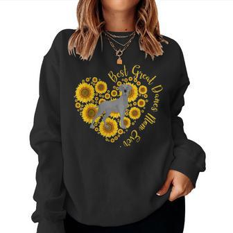 Great Danes Mom Sunflower Heart Funny Mothers Day Women Crewneck Graphic Sweatshirt - Seseable