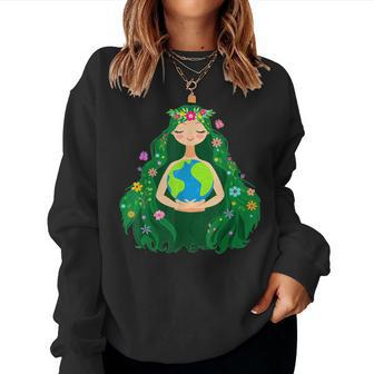 Green Mother Earth Day Save Our Planet For Girls Kids Women Sweatshirt | Mazezy