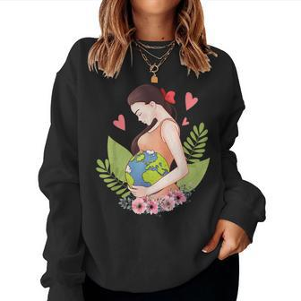 Green Mother Earth Day Save Our Planet Happy Pregnant Women Women Sweatshirt | Mazezy