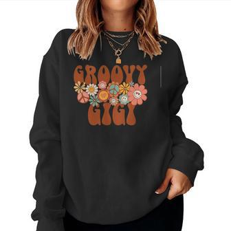 Groovy Gigi Retro Matching Family Baby Shower Mothers Day Women Crewneck Graphic Sweatshirt - Thegiftio UK