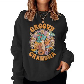 Groovy Grandma Colorful Flowers Grandmother Women Sweatshirt | Mazezy