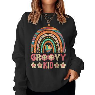 Groovy Kid 60S Theme Costume 70S Style Outfit Rainbow Hippie Women Sweatshirt | Mazezy