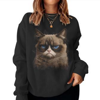 Grumpy Face Cat Graphic For Men Women Boys Girls Women Sweatshirt | Mazezy