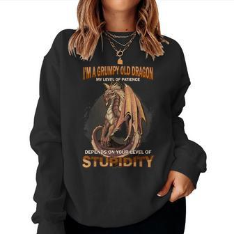 Grumpy Old Dragon Patience Depends On Stupidity Level Womens Women Sweatshirt | Mazezy