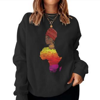 Grunge Black History Month Africa Mother Goddess Queen Women Crewneck Graphic Sweatshirt - Seseable