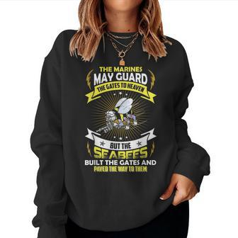 Guard The Gates To Heaven But The Seabees Women Crewneck Graphic Sweatshirt - Seseable