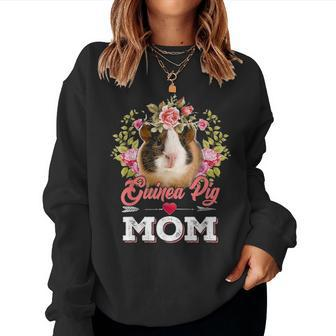 Guinea Pig Mom Floral Arrow Mothers Day Gift Women Crewneck Graphic Sweatshirt - Seseable