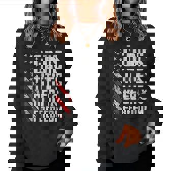 Guns Titties Beer & Freedom - Usa Drinking Funny Mens Gun Women Crewneck Graphic Sweatshirt - Seseable