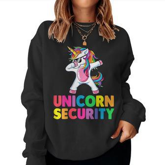 Halloween Dad Mom Daughter Adult Costume Unicorn Security Women Sweatshirt | Mazezy