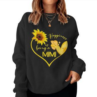 Happiness Is Being A Mimi Sunflower Elephant Mother Gifts Women Crewneck Graphic Sweatshirt - Seseable