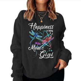 Happiness Is Being A Mom And Gigi Mothers Day Gift Women Crewneck Graphic Sweatshirt - Seseable