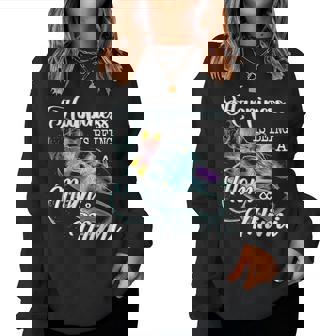 Happiness Is Being A Mom & Mimi Dragonfly Mothers Day Women Crewneck Graphic Sweatshirt - Seseable