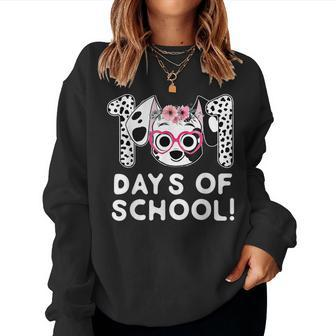 Happy 101 Days School Dog Lover Student Or Teacher Boys Kids Women Crewneck Graphic Sweatshirt - Seseable