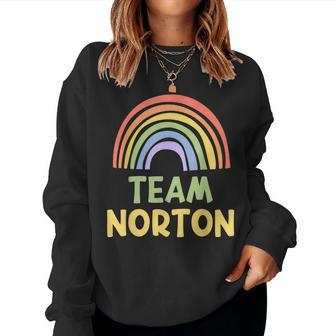 Happy Colorful Team Norton Rainbow Pride Green Yellow Women Sweatshirt | Mazezy