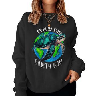 Happy Earth Day Save The Planet Give New Life To Sea Turtles Women Sweatshirt | Mazezy