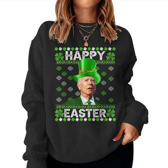 Happy Easter Confused Joe Biden St Patricks Day Men Women Women Crewneck Graphic Sweatshirt - Seseable