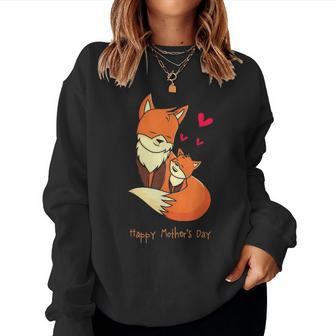 Happy Mothers Day Beautiful Foxes Foxy Mama Best Mom Gift Women Crewneck Graphic Sweatshirt - Seseable