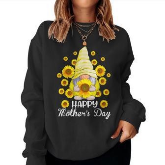 Happy Mothers Day Gnome Flowers Sunflower Gifts For Mom Women Crewneck Graphic Sweatshirt - Thegiftio UK