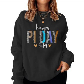 Happy Pi Day Mathematics Math Teacher Leopard Pi 3 14 Women Crewneck Graphic Sweatshirt - Seseable