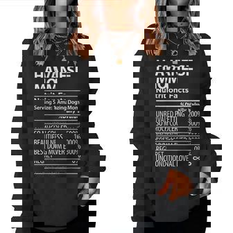 Havanese Mom Nutrition Facts Funny Havanese Dog Owner Women Crewneck Graphic Sweatshirt - Thegiftio