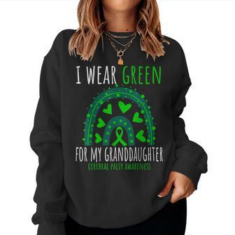 Hearts Cp Grandma Grandpa Green Granddaughter Cerebral Palsy Women Crewneck Graphic Sweatshirt - Seseable