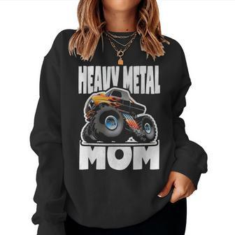Heavy Metal Mom Retro Monster Truck Music Mother Women Crewneck Graphic Sweatshirt - Seseable