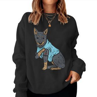 Heeler I Love Mom Animal Pet Red Blue Cattle Dog Women Women Sweatshirt | Mazezy