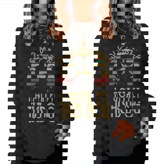 Hold My Beer I Gotta Pet This Dog Funny Drink Gift Women Crewneck Graphic Sweatshirt - Seseable