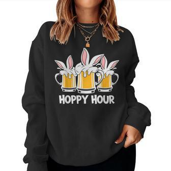 Hoppy Hour Easter Beer Pints Bunny Ears Drinking Women Sweatshirt | Mazezy