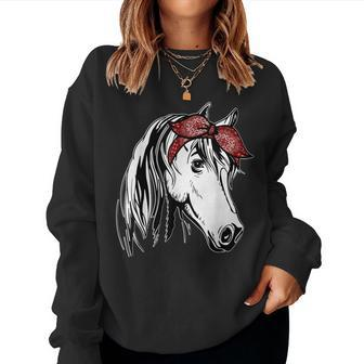 Horse Bandana For Equestrian Horseback Riding Horse Lover Women Sweatshirt | Mazezy