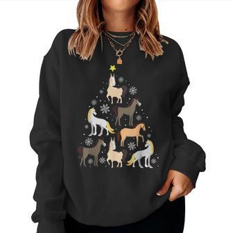 Horse Christmas Tree Cute Equestrian T Women Sweatshirt | Mazezy
