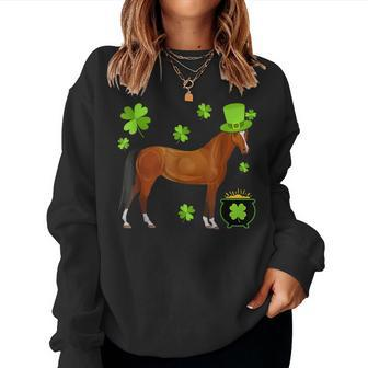 Horse Lovers St Patricks Day Women Crewneck Graphic Sweatshirt - Seseable
