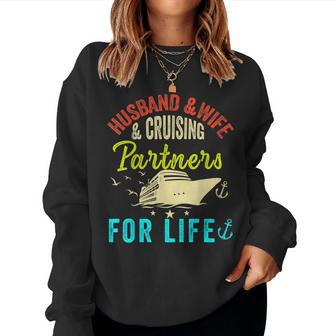 Husband And Wife Cruise Partners For Life 2023 Cruising Women Crewneck Graphic Sweatshirt - Thegiftio UK